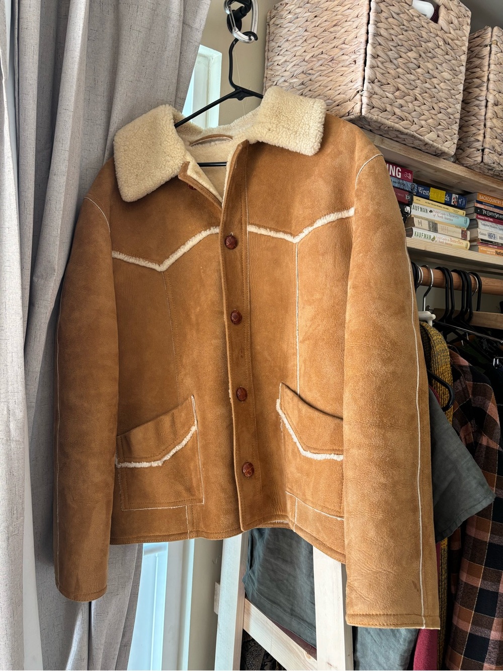 Vintage Suede Shearling Coat Jacket